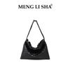 Premium sense single shoulder armpit woven pleated cloud bag women commuter versatile hand carry crossbody drawstring garbage bag