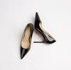2025 Summer Sexy Light Mouth Pointed Head Thin Heel Red Sole High Heels Women's Professional Commuting Patent Leather Breathable Solid Color Sin