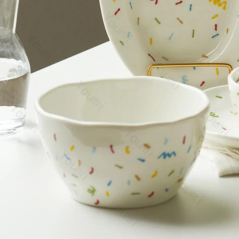 Cute Round Relief Ceramic Plates High End Sushi Shop Delicious Ramen Bowls Household Creative Fish Plate Exquisite Tableware