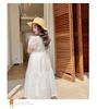 23 Summer Girls' Formal Square Neck Princess Long Dress - Fashionable Sweet Performance Outfit for Middle and Big Children