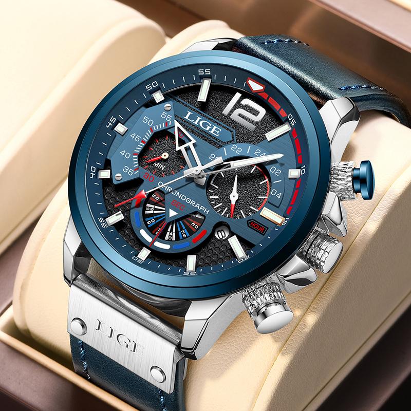 Outdoor Sport Watches for Men Fashion Business Leather Quartz Man Wristwatch Top Brand Luxury Waterproof Luminous Watch Men
