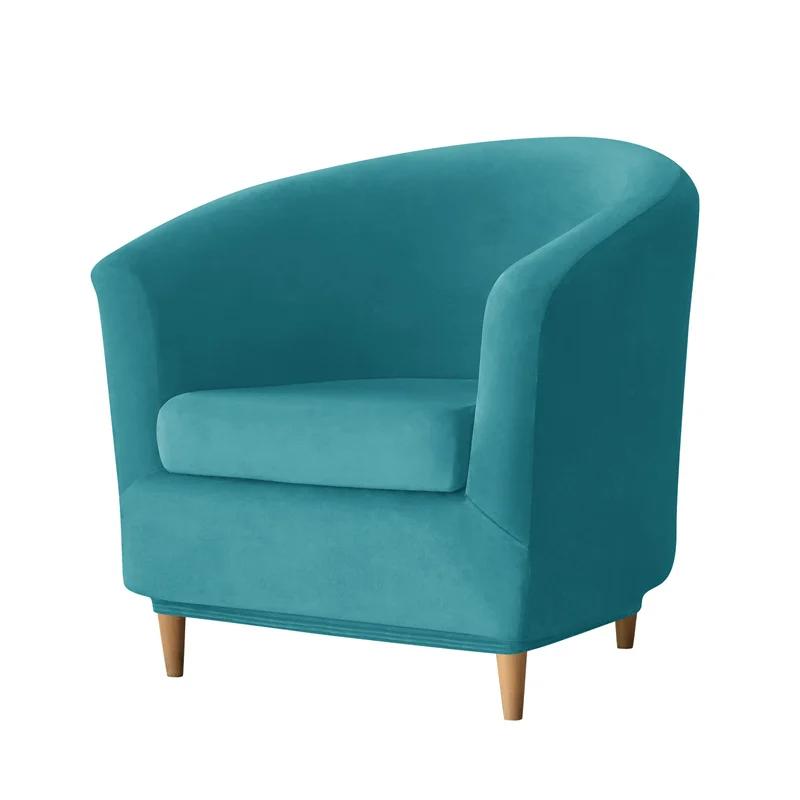 Split Style Tub Chair Cover Stretch Velvet Armchair Cover Club Sofa Covers for Living Room Slipcovers with Seat Cushion Covers