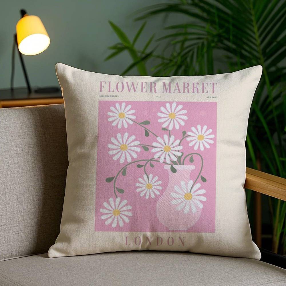 Pillow Case Flower Market Home Dorm Chair Back Short Plush Double-sided Printing Office Nap Time Cushion Cover