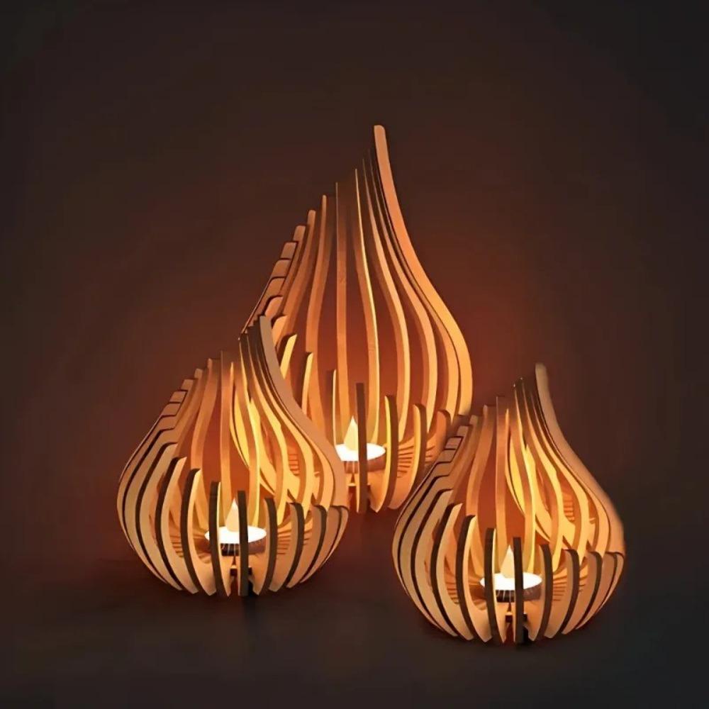 3pcs Handmade Wood Candle Holder Set Natural Curved Twisted Branches Table Centerpiece Lotus Candle Holder Rustic Elegant Decor