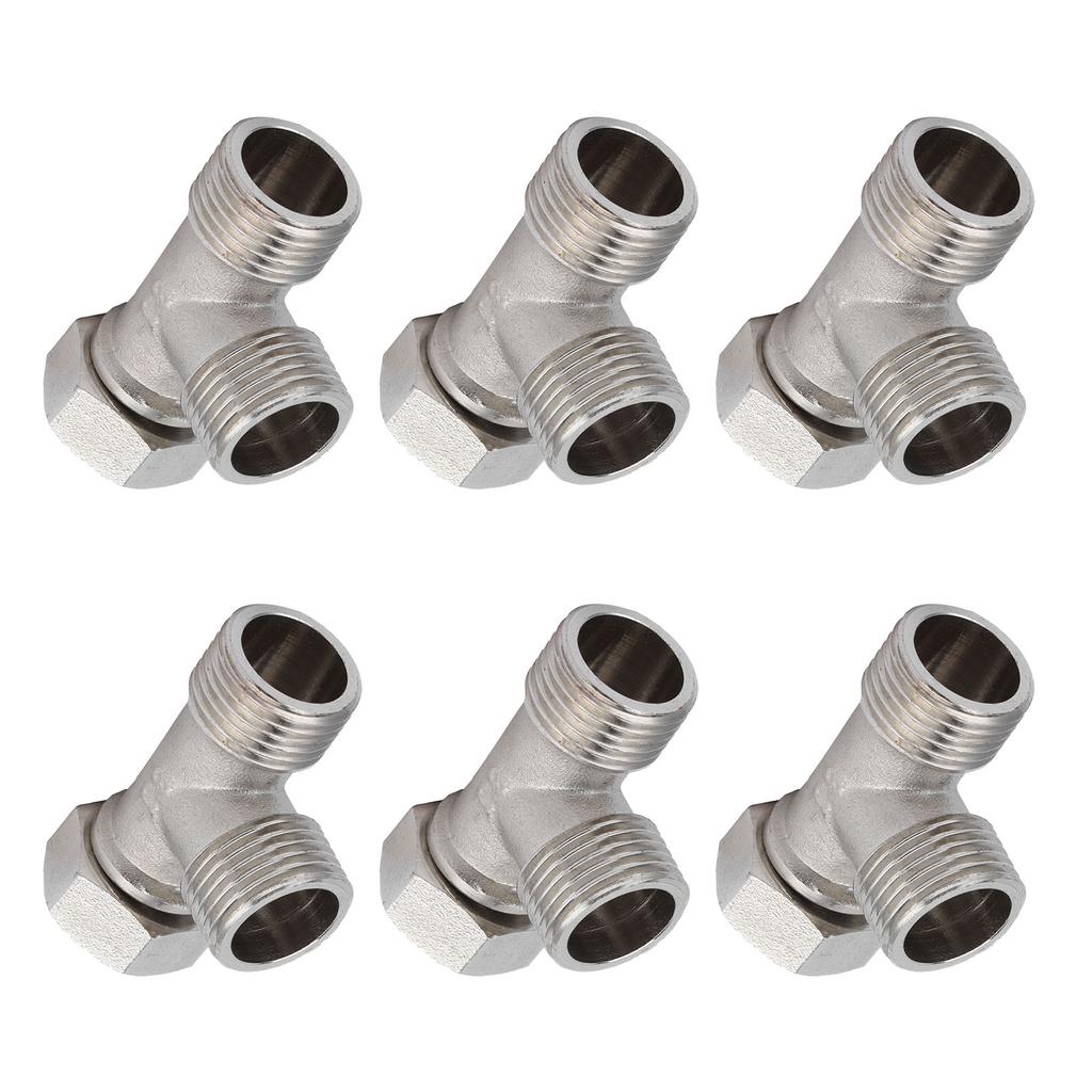 6PCS 3 Way Tee Connectors G1 2 Male and Female Thread Stainless Steel 3 Way Diverter Water Line Splitter