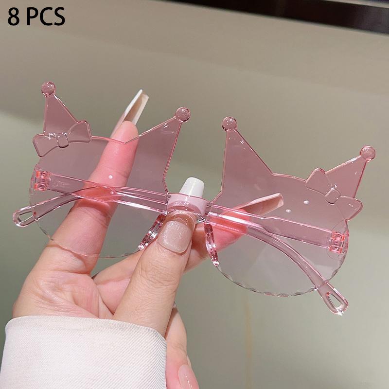 1/8 Pcs Rimless Kitten Shaped Sunglasses for Girls New Gradient Multi-color Decor Sun Glasses Cute Candy Color Kids Shades