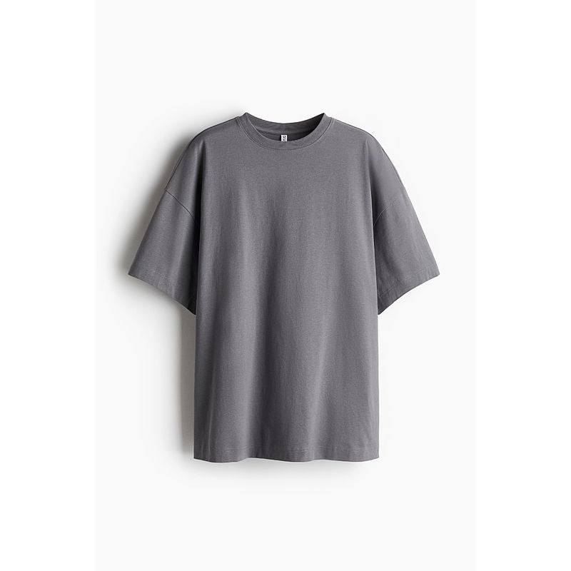 

HM Women s T-shirt 2025 Autumn New round Neck Inner Wear Base Rib Neckline Large Profile Short Sleeve 1137208