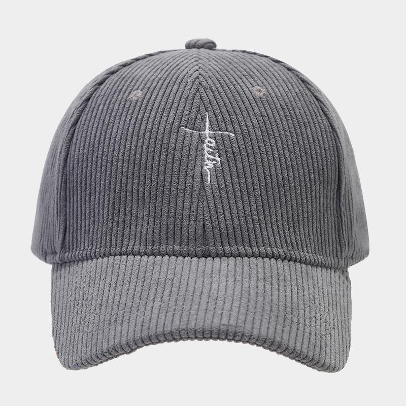 European and American fashion personalized small letter embroidered corduroy baseball cap spring and autumn new simple trend versatile cap
