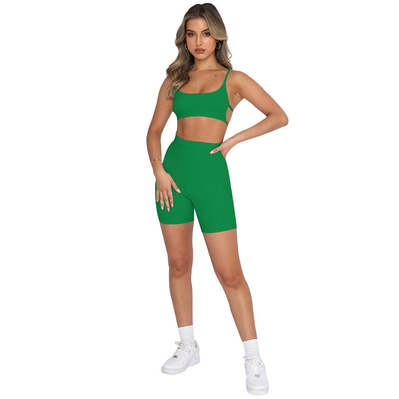 Summer Spaghetti Strap Backless Top & Sporty Shorts Set - European & American Women's Fashion