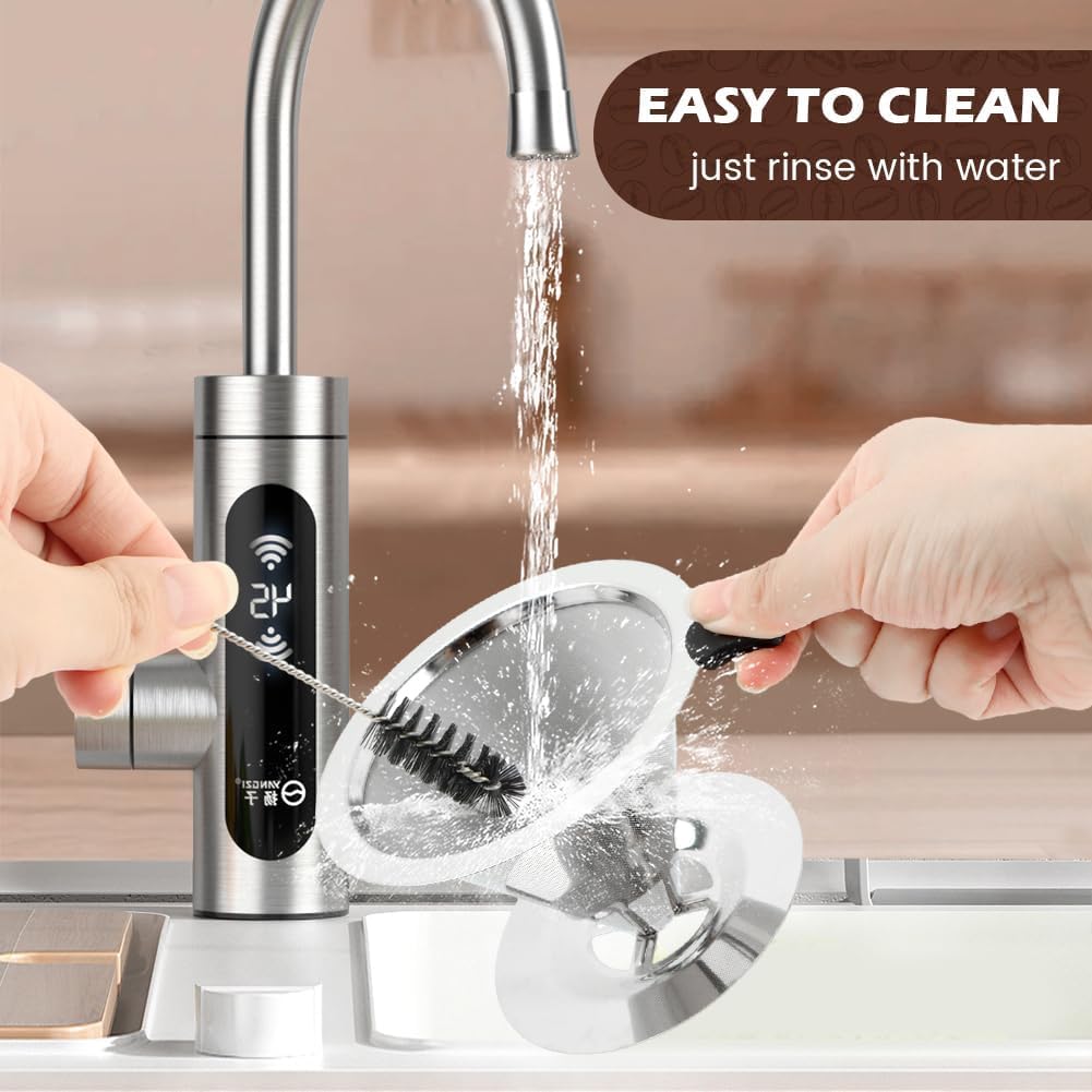 Stainless Steel Coffee Dripper, Coffee Filter, 800-Mesh Double-Layer Filter, One-Piece Cone, Lightweight, Reusable, 1-4 Cups