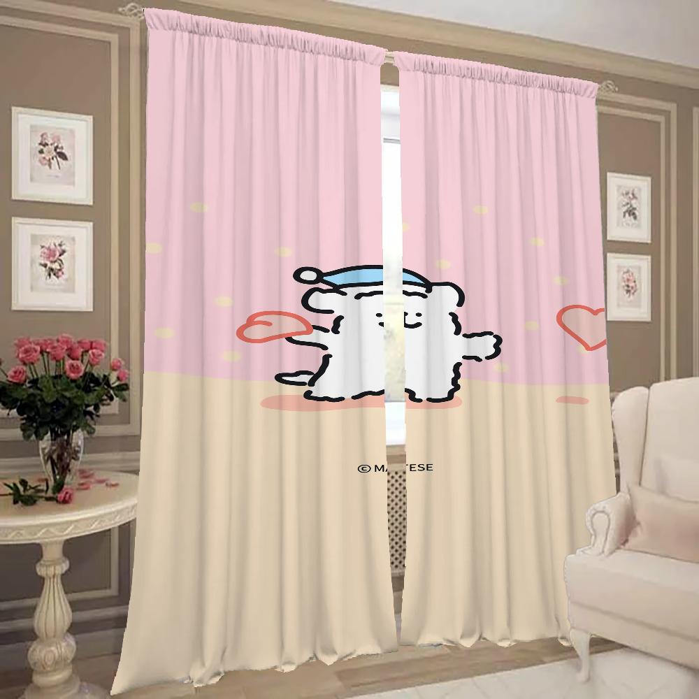 Home Interior Kitchen Curtains for Living Room 2 Pieces Blackout Curtains Door Curtain Maltese Dog Bedroom Decoration Partition