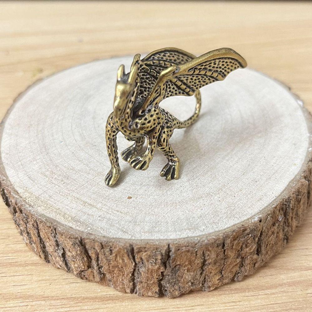 Solid Brass Pterosaur Statue Small Dragon Figurines  Home Desk Decorations