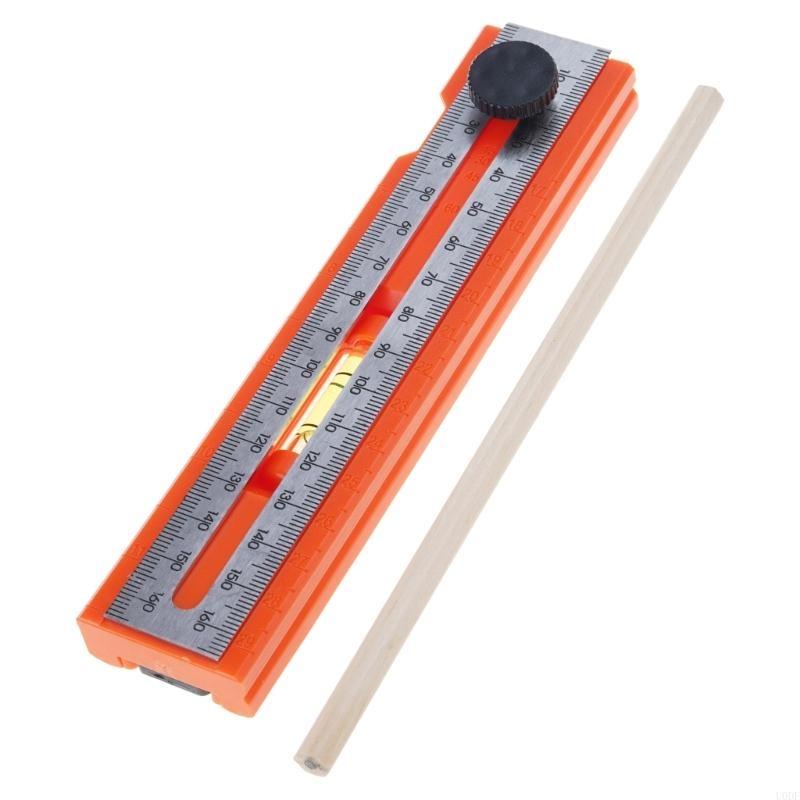   Woodworking Marking Ruler Multifunctional Precise Horizontal Bubble Positioning Tool Adjustable with Measuring Ruler