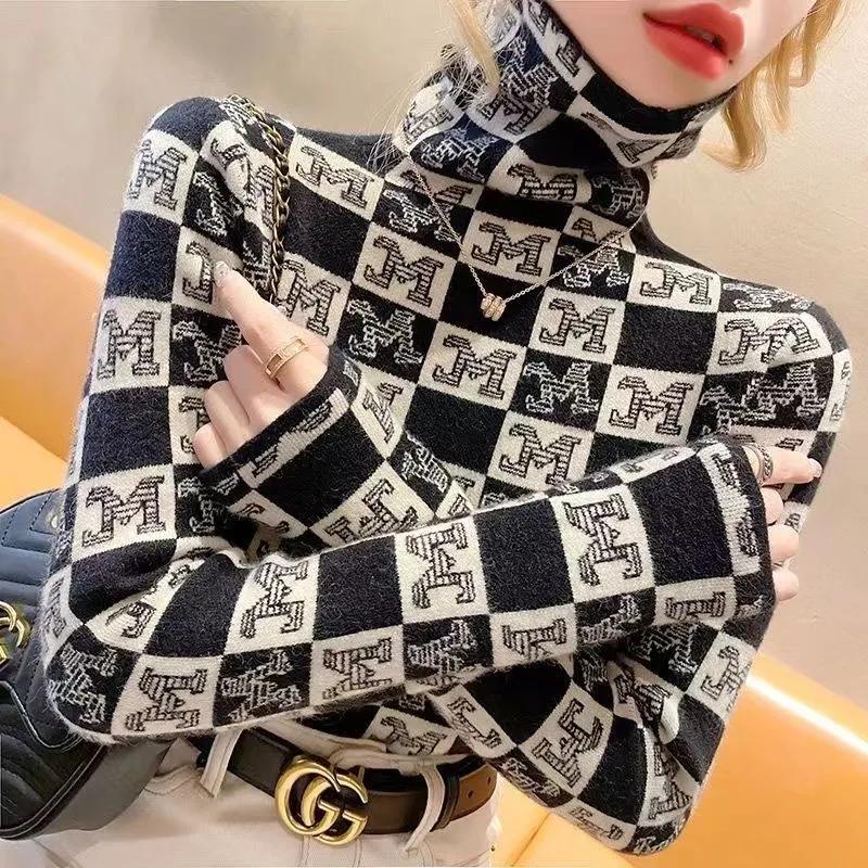 

Женская облегающая модель на осень-зиму с полувысоким воротником, теплая базовая рубашка с длинным рукавом L чёрный