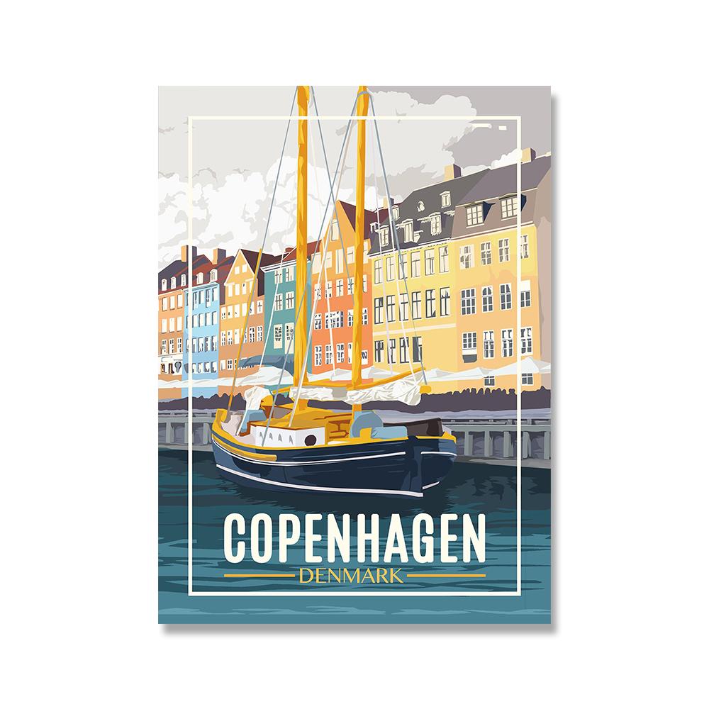 Travel Scenery Canvas Paintings Vintage Spain Denmark Moscow Norway Picture Landscape Wall Art Poster For Living Room Home Decor