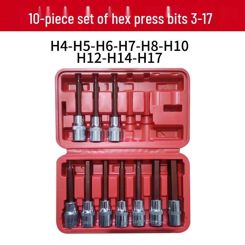 Hexagonal Press-Fit Socket Head Air Gun Tool Set, 1/2H, Extra Hard S2 Alloy Steel, Electric-Pneumatic.