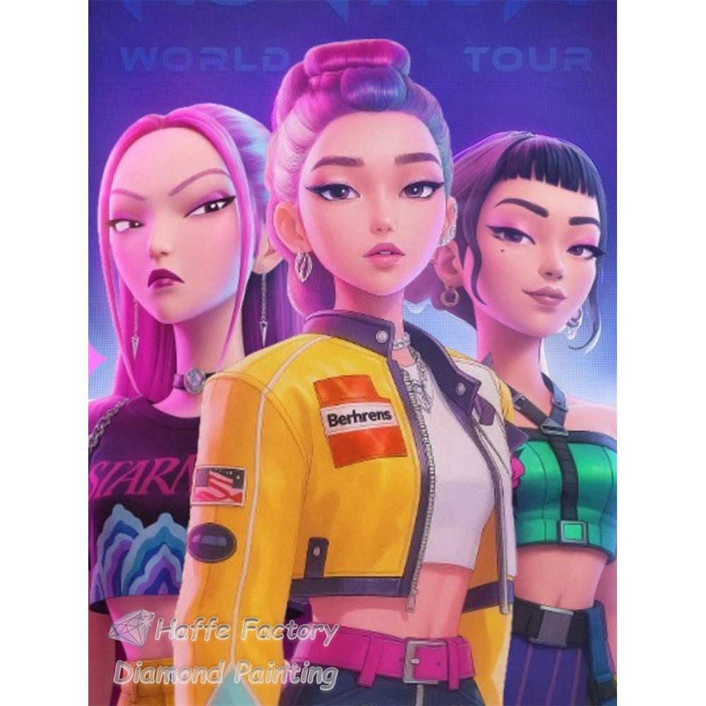 Kpop Łowcy Demonów Anime Malowanie Diamentowe 5d DIY Rumi Mira Zoey Kreskówkowa Dziewczyna Wzór Haftu Krzyżykowego Mozaika Dekoracja Domu