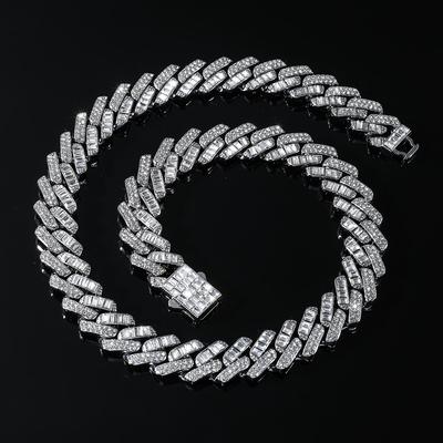 Hip Hop Catena 15mm Pietre Baguette Iced Out Collana Rapper Per Uomo Donna Catena Cubana Miami Bracciale Fascino Moda Gioielli Regalo