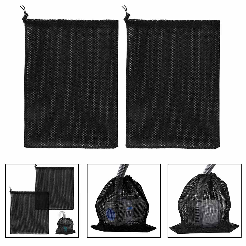 2 Pcs Pump Barrier Bag With Drawstring Pond Pump Filter Mesh Bag Fish Pond Filter Bag Water Pump Filter Mesh