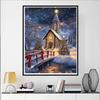 Christmas Castle Full Diamond Painting Set, 5D Panoramic Cross-stitch Craft, DIY Round Gem Rhinestone Crafts, Decorative Home Wall Ornaments and Gifts
