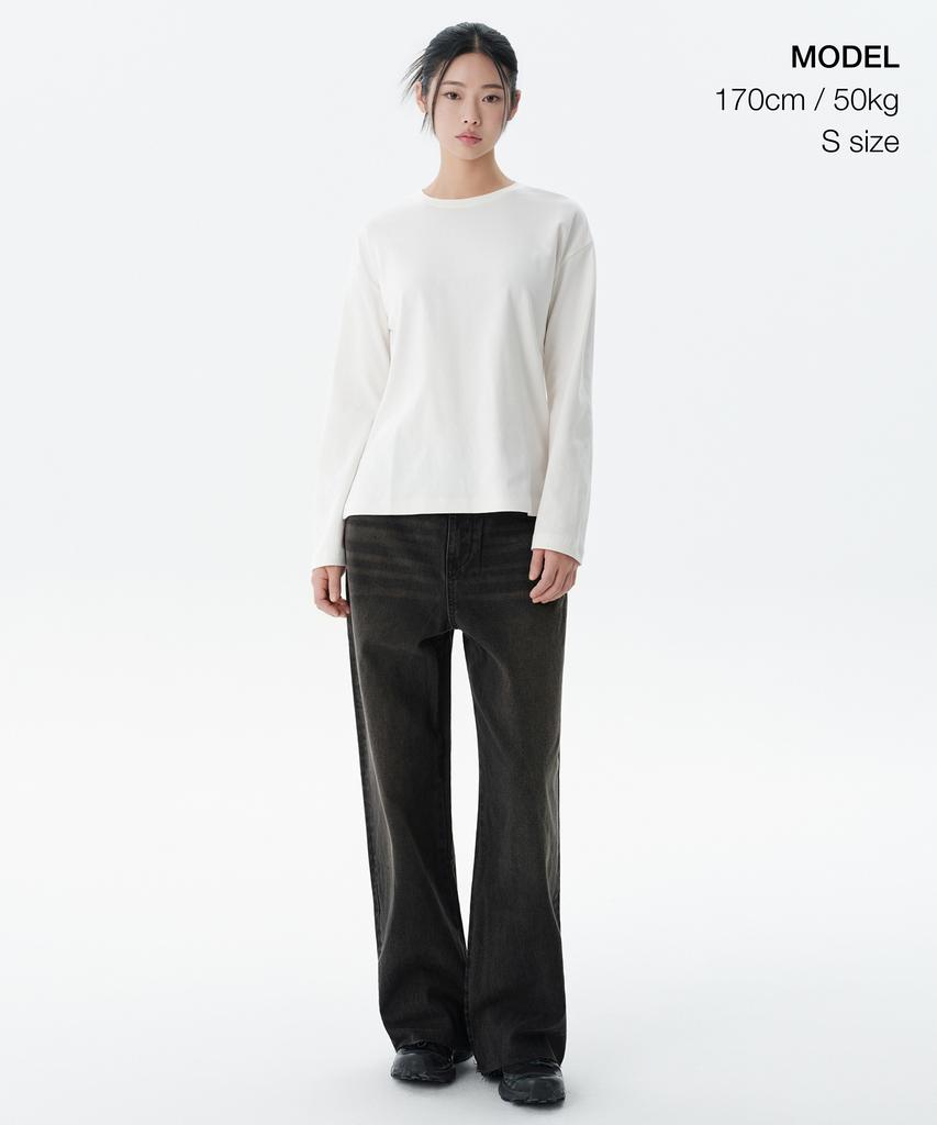 MUSINSA STANDARD WOMAN Women'S Relaxed Crew Neck Long Sleeve T-Shirt [Cream]