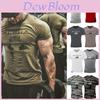 Mens Gym Bodybuilding Fitness Muscle Workout Crew Neck Tshirt With Breathable Quickdry Fabric And American Flag Print