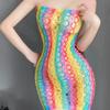 Sexy Lingerie For Women Lace Stockings Floral Fishnet Bodysuits Seamless Fishnet Chemise Rainbow Nightwear Mesh Hole Dress