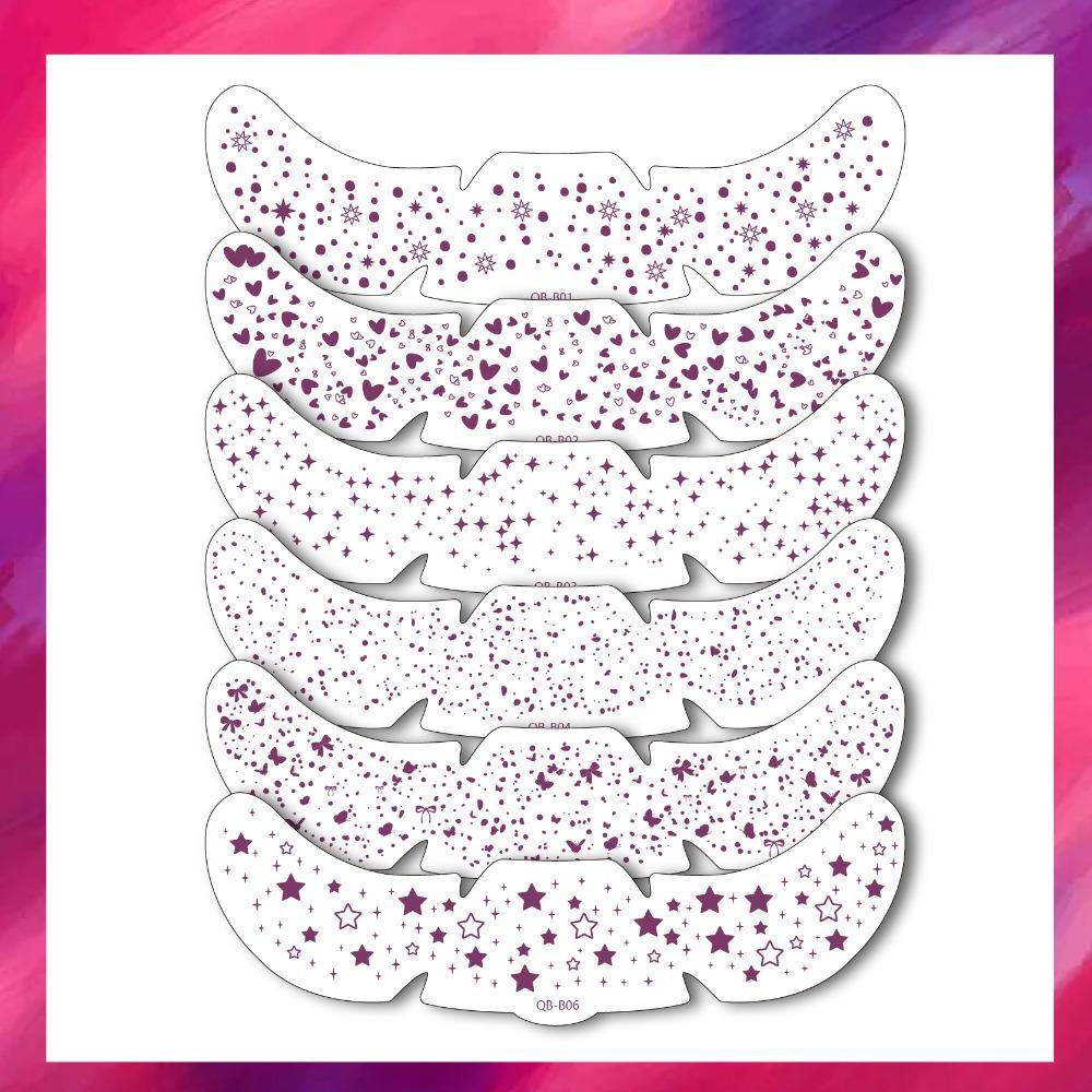 6pcs Waterproof Temporary Tattoo Glitter Makeup Patches Hot Stamping Face Makeup Disposable Use