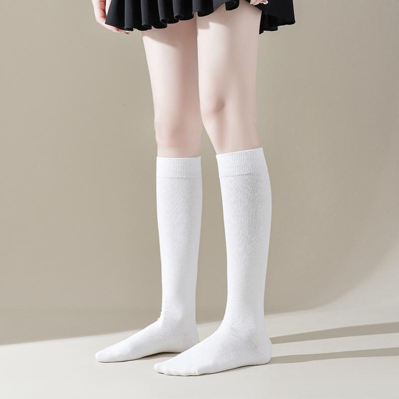 Women's Autumn and Winter Pure Cotton Calf Socks, All-cotton Black Over-the-knee Socks, Women's Slimming Pressure Socks, Solid-colored Long Stockings