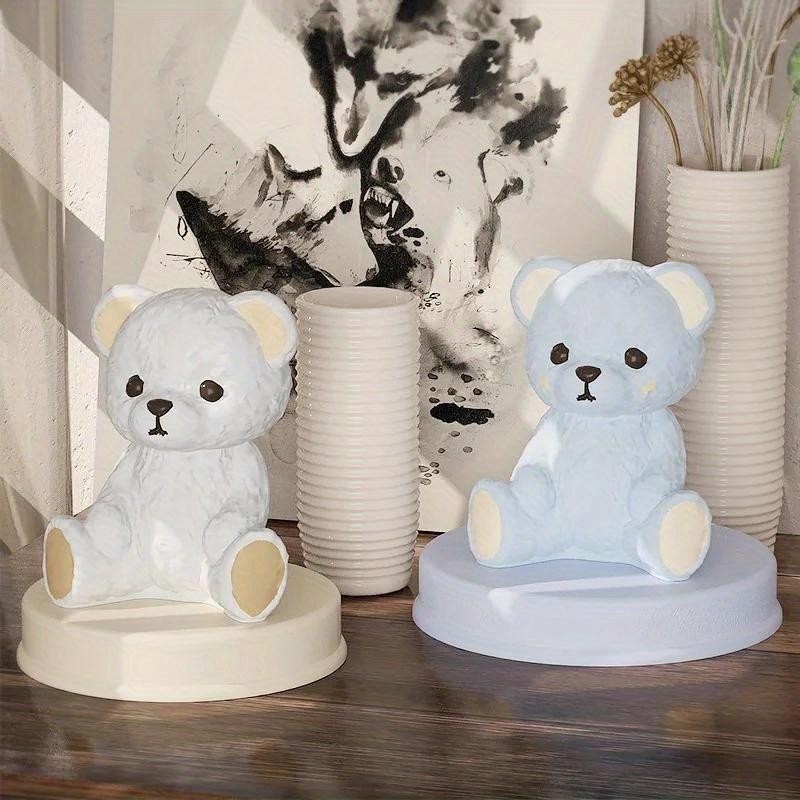 Silikonform für Kerzen, Motiv: Lächelnder Teddybär, 3D-Tierseife, Harz, Bastelset, Gipsherstellung, handgefertigt, Eiswürfelform, Heimdekoration, Geschenk