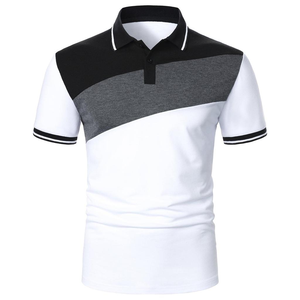 Digital 3D Printed Men'S Polo Shirt Men'S Casual Splicing Color Short Sleeve Shirt