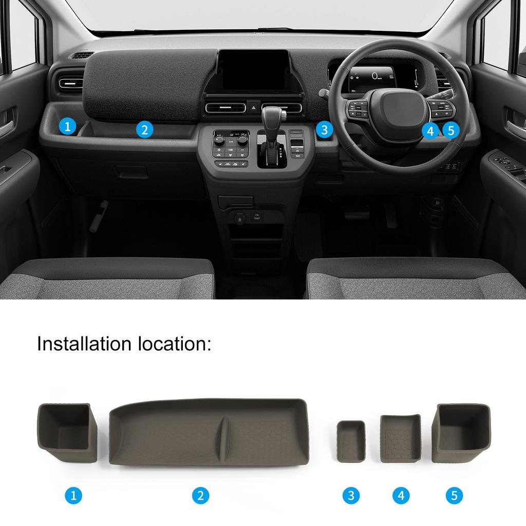 for Honda Freed 2024 2025 Dashboard Cup Holder Storage Box Silicone Shock-Absorbing Central Cup Tray Tidying Black
