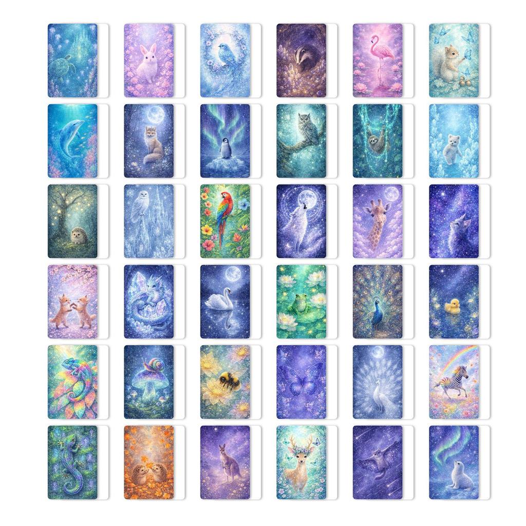 36 Fantasy Animal Illustration Style Cards, Creative Colorful Decoration Can Be Handwritten Message Card