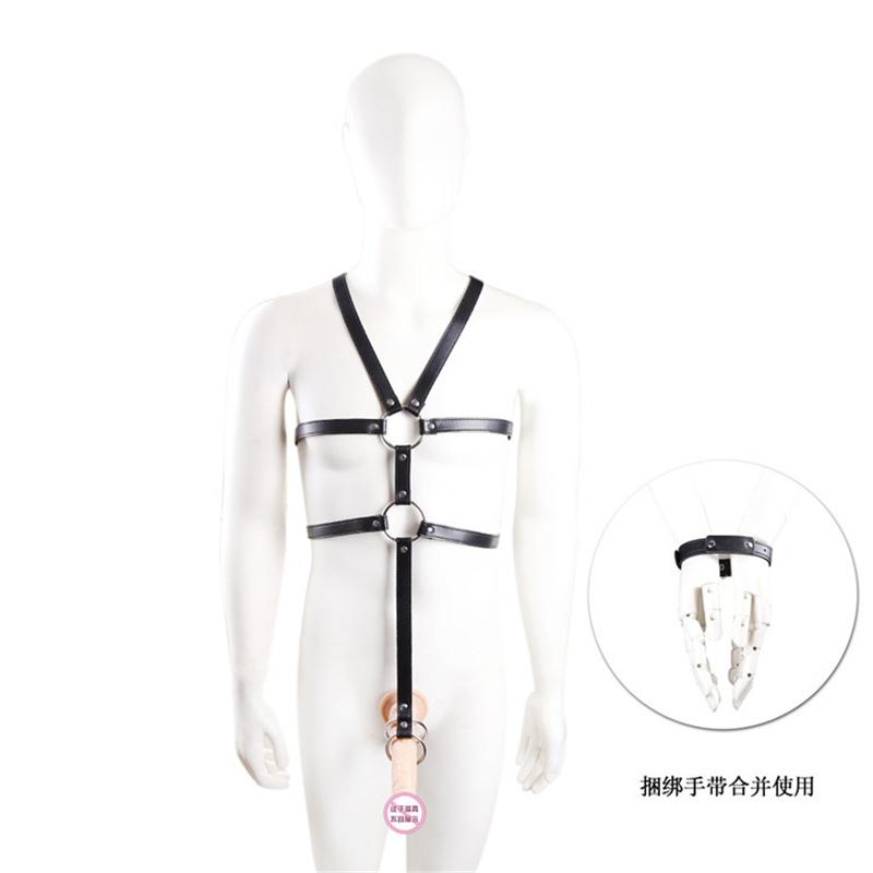 Fetish Men Leather Chastity Pants Male Body Bondage Harness Cage Erotic Pole Dance Jumpsuits Sexy Sissy Pouch Pants for BDSM Gay