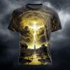 Men's Lightning 3D T Shirt Short Sleeve T shirt 3D Print Crew Neck Shirt Exaggerated Designer Casual Daily Club Blue Yellow Red