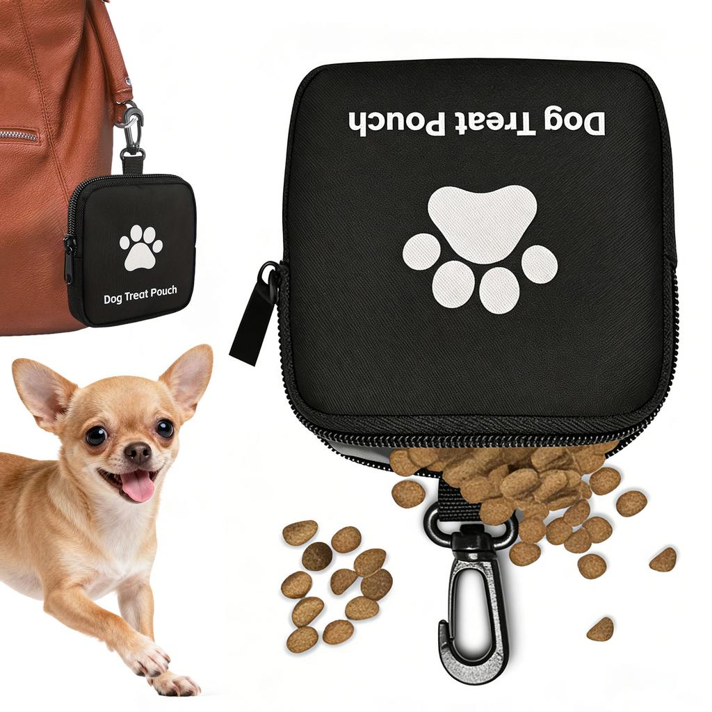 1pc Dog Print Dog Treat Bag with Hook and Zipper - Pet Training Set Puppy Pet Training Walking Bag Dog Training Accessories