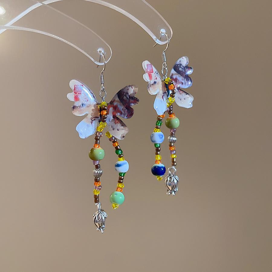 Bohemian Ethnic Style Feathers Fringed Earrings Ear Hooks Personalized Vacation Wind Ears