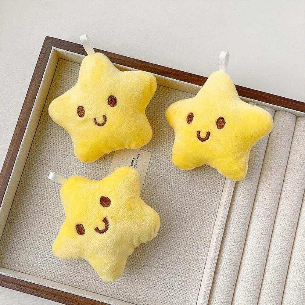 Cartoon Plush Star Keychain Smile Star Pendant with Lanyard Squeezing Keychain Graduation Gifts