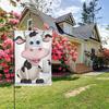 Cartoon Milk Cow Garden Ag Double Sided Farmhouse Holiday Yard Ag 28"X40" Seasonal Outdoor Banner For Spring Sum