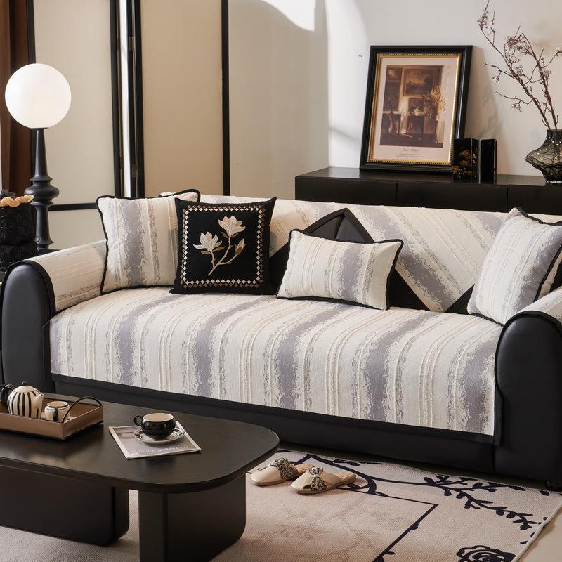 

-Роскошный полосатый чехол для дивана, 1, 2, 3-местный, нескользящий, чехлы для диванов из синели для гостиной, полотенце для Г-образного кресла 70x70cm 1pc