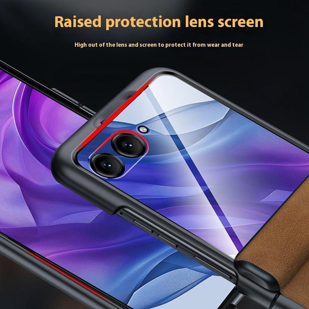 For Motorola Razr 60 Ultra 5G Case Leather Hard PC Phone Cover with Rear Screen Film/Hinge