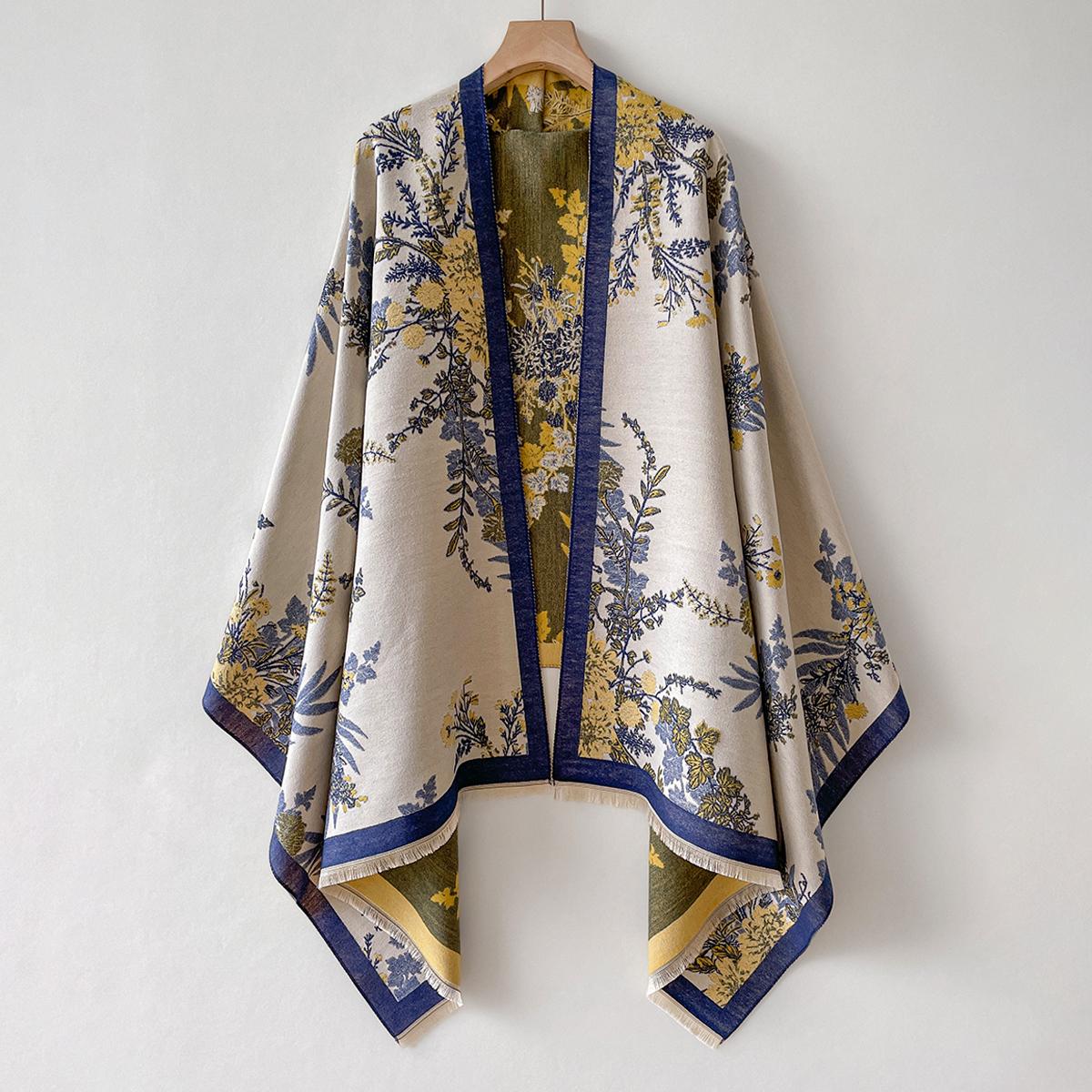 

Теплая шаль, женский шарф, роскошный кашемировый зимний плед, накидка, повседневный цветочный принт, пашмина, буфанда, дорожный пончо, палантин, эшарп