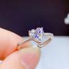Heart Shaped Moissanite Open Ring D Color Platinum Plated High Carbon Diamond Ring for Women
