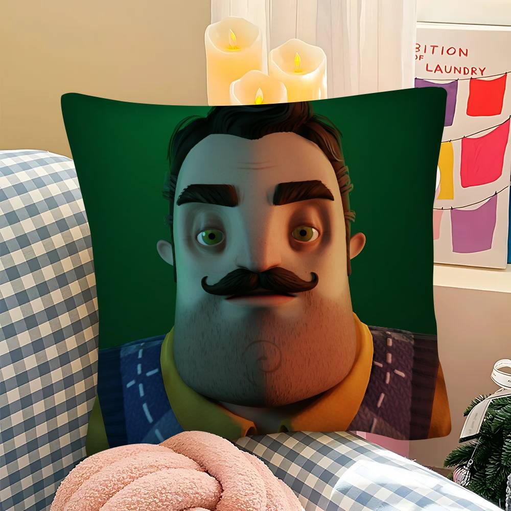

pc Popular Horror Game Hello NNeighbor Pillow Case Fashion Square Pillowcase Bedroom Sofa Room Ins Decoration Leisure 40x40 cm
