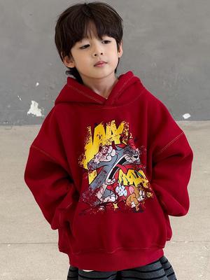 Kinder Herbst- & Winter Fleecegefütterter Bedruckter Pullover Hoodie