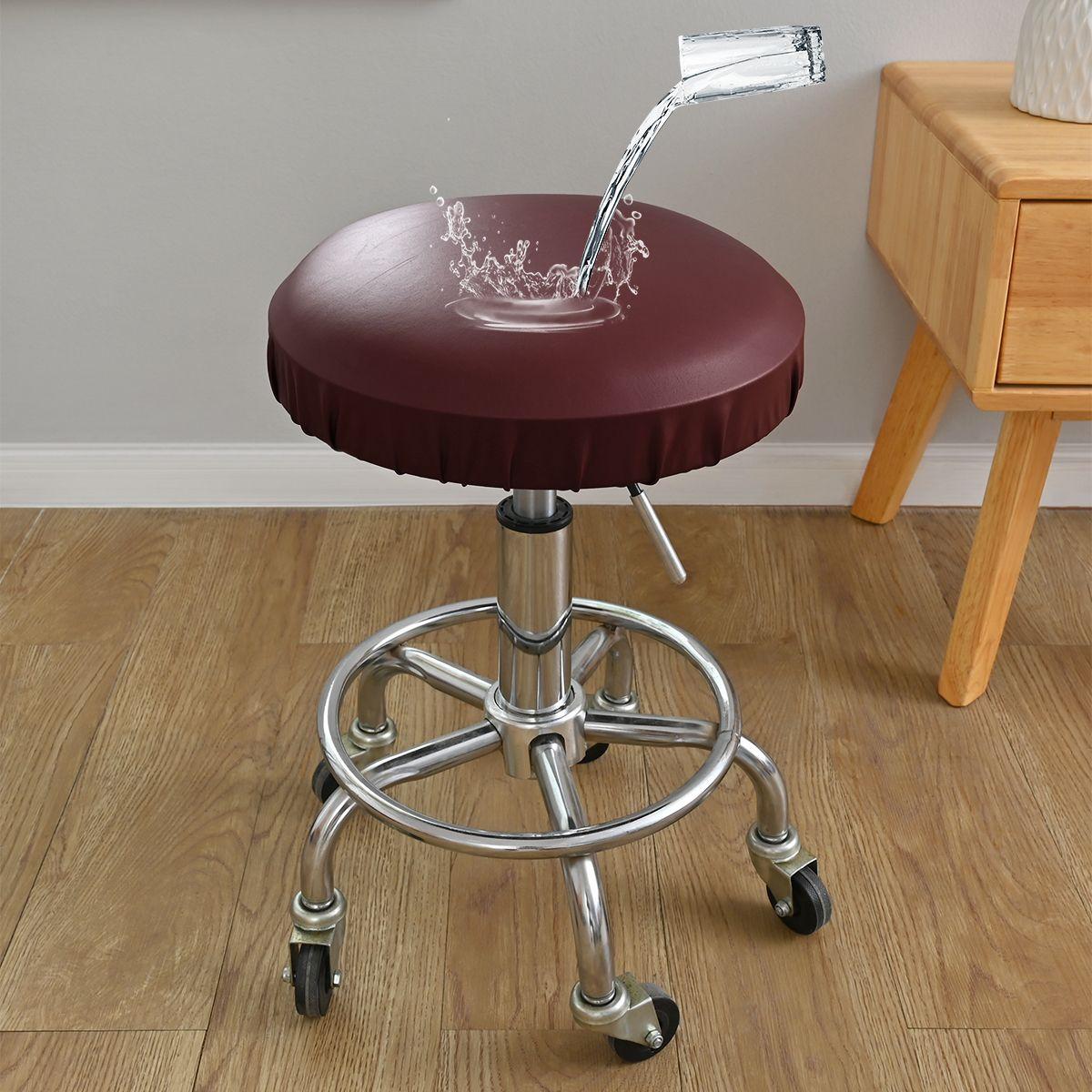 

1PC Round Chair Cover Solid Color PU Material Cover Elastic Seat Covers Home Chair Simple Stretch Chair Slipcover Fashion вино красного