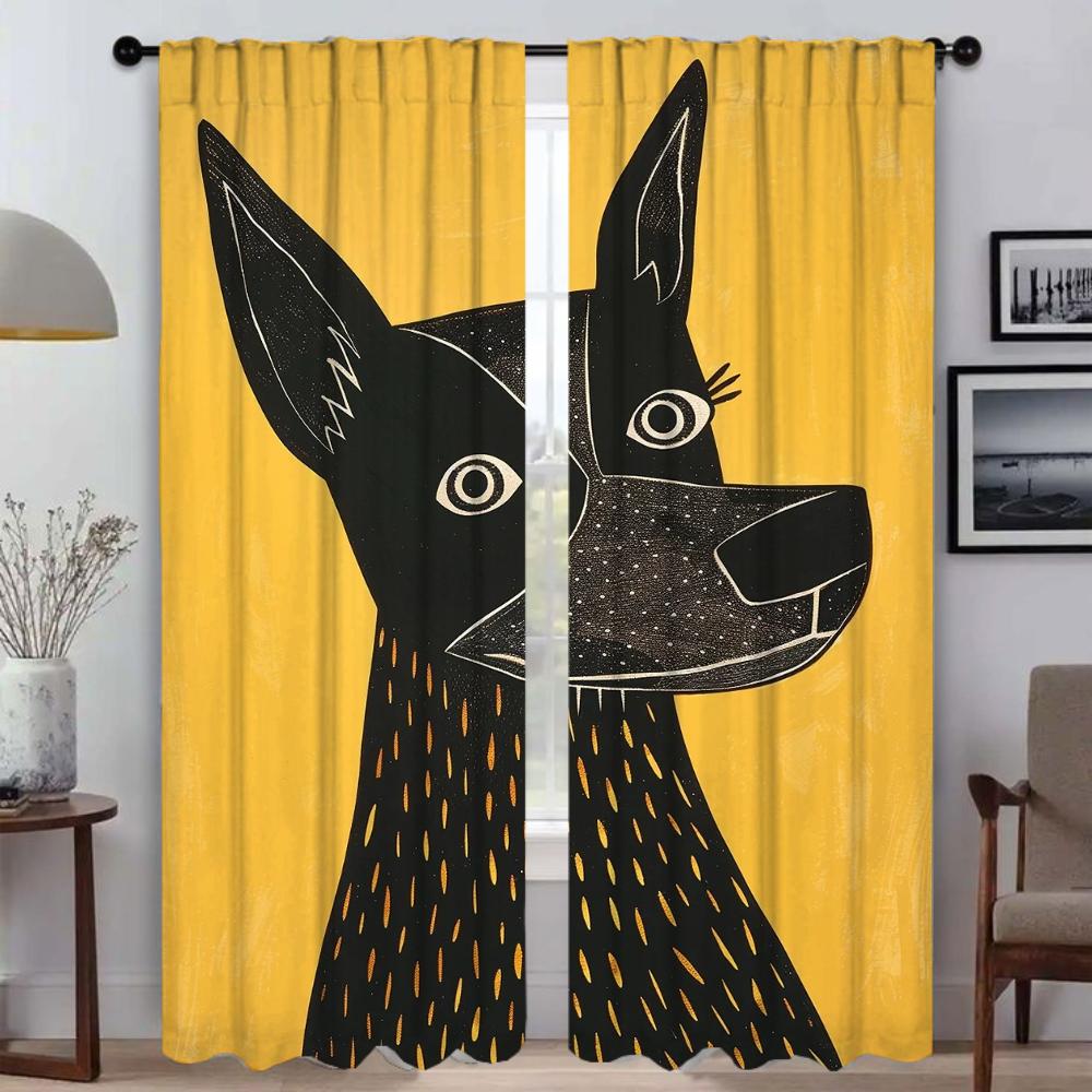 Portrait of a Dog Modern Living Room Curtains for Camera Partition Tulle for Bedroom Halloween Decoration Home Interior Curtains