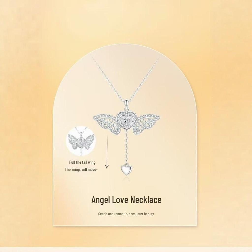 S925 Sterling Silver Butterfly Heart Tassel Pendant Necklace - Elegant and Stylish Accessory