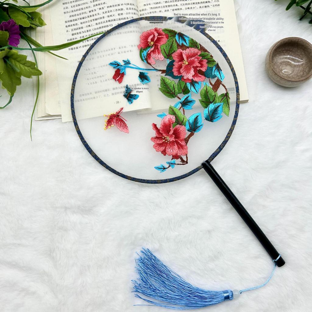 Ancient Style Single-Sided Suzhou Embroidery Dance Fan