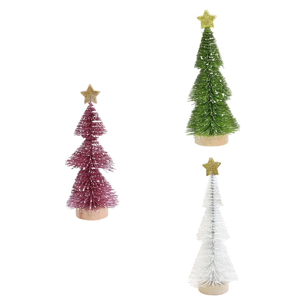 Artificial Mini Christmas Tree Christmas Decoration .84inch Sturdy with Wood Base with Snow for Party Xmas Crafting